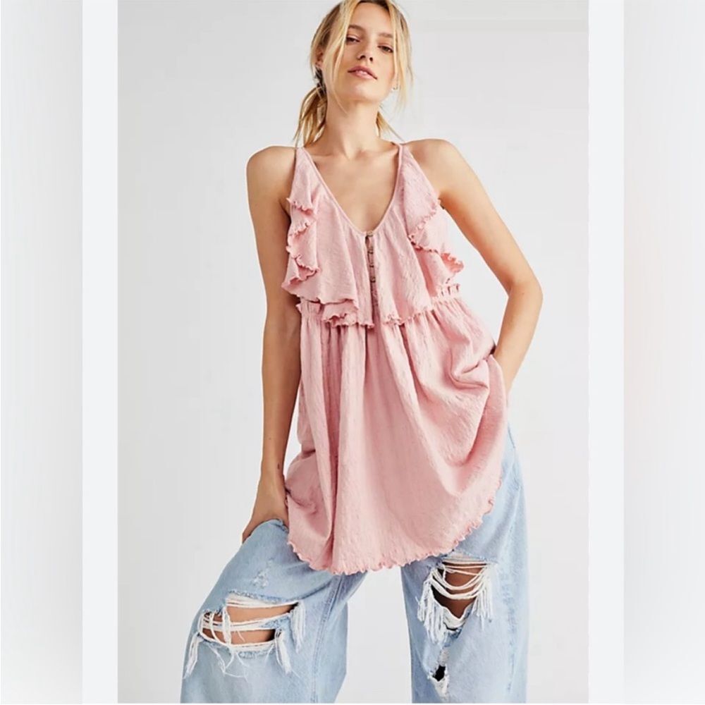 Free‎ People FP Beach Erika mini dress pink sleeveless Racerback size small